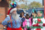 Santa balances a soccer ball at the Kings Lions "Movies with Santa."